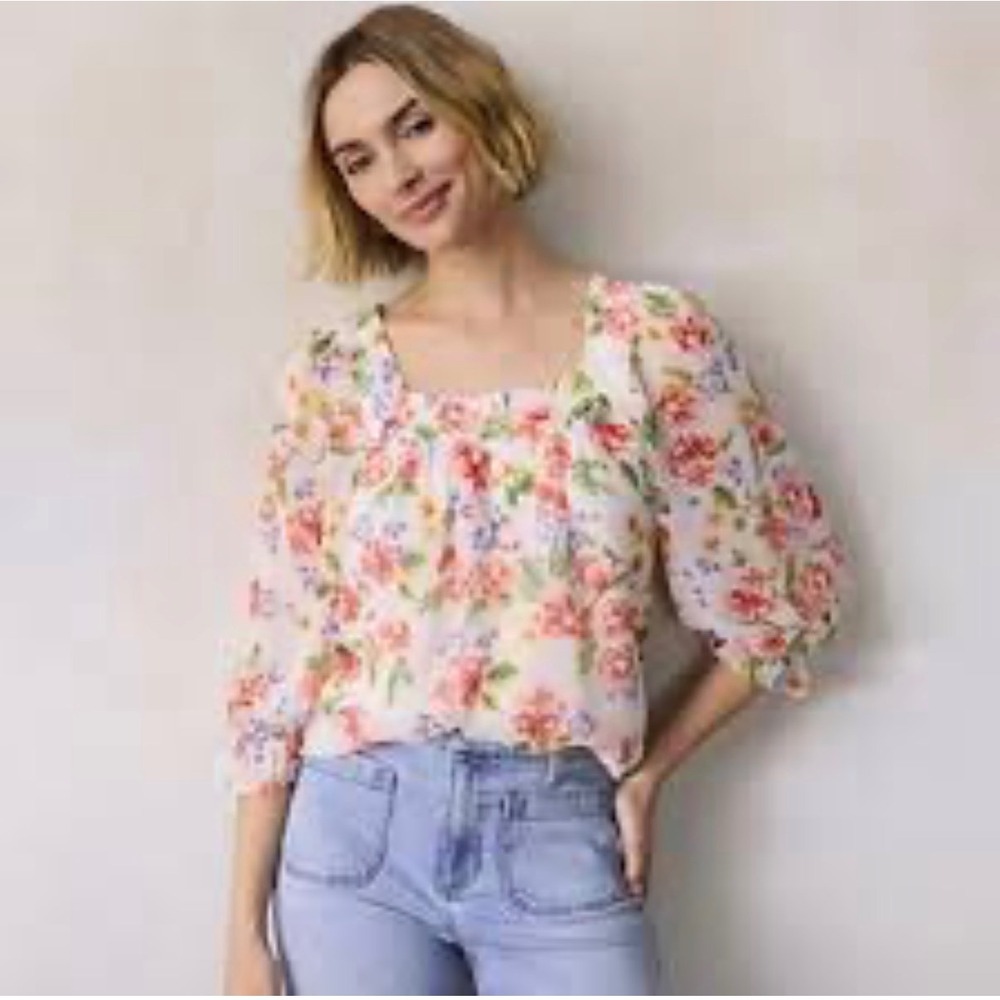 Lauren Conrad Floral Square Neck Blouse – Women's 3X – NWT
